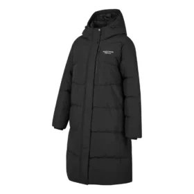 BASIC Logo-bedruckte lange Daunenjacke „Black“