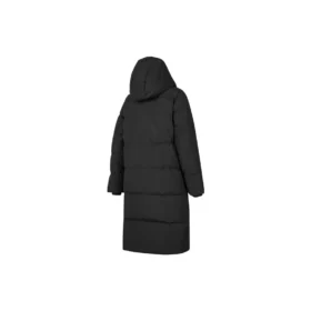 BASIC Logo-bedruckte lange Daunenjacke „Black“