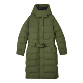 „Bobs Series“ Lässige, gewebte Daunenjacke mit Kapuze „Grün“