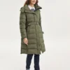 „Bobs Series“ Lässige, gewebte Daunenjacke mit Kapuze „Grün“