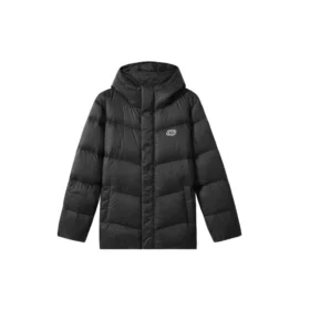 Bunte Casual-Serie: Einfarbige Logo-Daunenjacke mit Kapuze „Multi-Color“