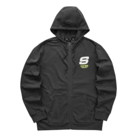Bunte Freizeit-Serie: Kapuzenjacke mit Reißverschluss und Buchstabenprint „Schwarz-Weiß“