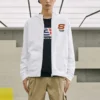 Bunte Freizeit-Serie Letter Zip-up Kapuzenjacke „Weiß Rot“