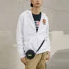Bunte Freizeit-Serie Letter Zip-up Kapuzenjacke „Weiß Rot“