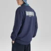 Buntes Casual-Serie-Grafik-Crew-Sweatshirt „Navy White“