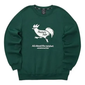 Casual Graphic Crew Sweater „Green White“