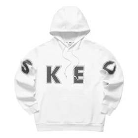 Casual-Hoodie mit Grafikprint „Weiß Schwarz“