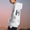 Casual-Hoodie mit Grafikprint „Weiß Schwarz“
