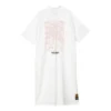 Casual-Kleid mit Logo-Print und halbem Reißverschluss „Weiß Rosa Schwarz“