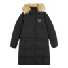 Casual-Serie Lange Daunenjacke „Schwarz“