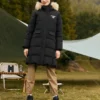 Casual-Serie Lange Daunenjacke „Schwarz“