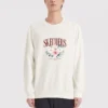 Crew-Sweatshirt mit Blumenmuster „Blau Weiß Grau“