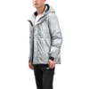 Daunenjacke mit Kapuze und Buchstabenprint „Silver Black“