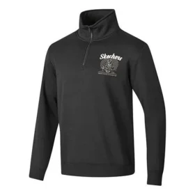 Einfacher gewebter Pullover mit halbem Reißverschluss und Rundhalsausschnitt „Schwarz Weiß“