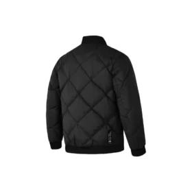 Einfarbige Daunenjacke mit gewebtem Kragen „Schwarz“