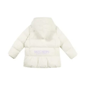 Einfarbige Daunenjacke mit Kapuze „White“