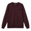 Einfarbiges, locker sitzendes Sweatshirt aus Strick „Burgunderrot-Schwarz“