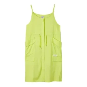 Einfarbiges, lockeres, ärmelloses Kleid mit Kordelzug in der Taille „Grün“