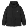 Gewebte Casual-Daunenjacke mit Kapuze „Schwarz Weiß Grün“