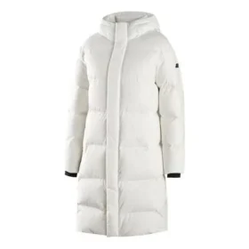 Gewebte lange Daunenjacke „White Black“