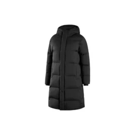 Gewebte lange Daunenjacke „White Black“