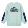 Grafik-Langarmpullover „Teal Blue“