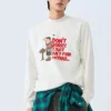 Grafik-Sweatshirt mit Rundhalsausschnitt „White Black Red“