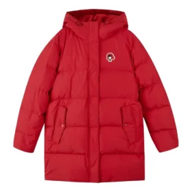 Grafische lange Daunenjacke „Red“