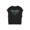 Grafisches, lässiges, ärmelloses T-Shirt „Schwarz“