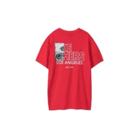Herren Skechers Printing S Strick-T-Shirt mit kurzen Ärmeln, Racing Red Herren Skechers Printing S Strick-T-Shirt mit kurzen Ärmeln, Racing Red