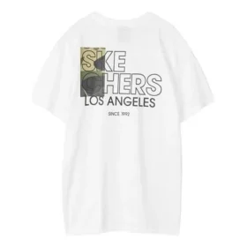 Herren Skechers Printing S Strick-T-Shirt mit kurzen Ärmeln, Weiß Herren Skechers Printing S Strick-T-Shirt mit kurzen Ärmeln, Weiß