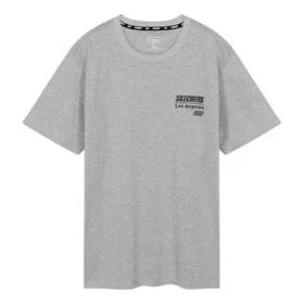 Herren Skechers Strick-T-Shirt mit Rundhalsausschnitt und kurzen Ärmeln, grau Herren Skechers Strick-T-Shirt mit Rundhalsausschnitt und kurzen Ärmeln, grau