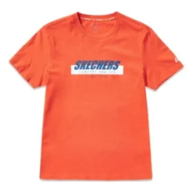 Herren-Skechers-T-Shirt mit Aufdruck, kurzärmelig, orange-rot Herren-Skechers-T-Shirt mit Aufdruck, kurzärmelig, orange-rot