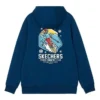 Hoodie mit Kordelzug und Cartoon-Grafik „Navy Black White Grey“