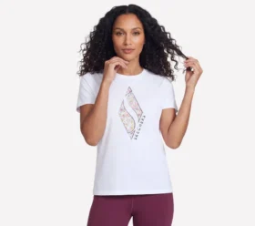 Kurzarm-T-Shirt mit Blumen-Diamant-Motiv