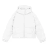 Kurze, warme Daunenjacke mit Kapuze und langen Ärmeln „Weiß Rot“