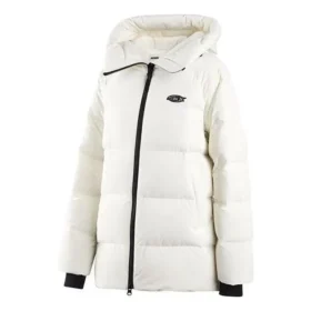 Lange Daunenjacke mit SKX-Logo-Print „Weiß Schwarz“