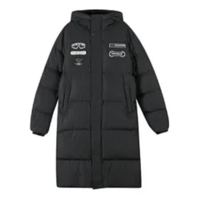Letter Graphic Long Down Jacket „White Black“