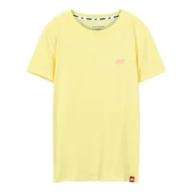 Locker sitzendes, bedrucktes Freizeit-Sport-Shirt mit kurzen Ärmeln in Gelb