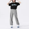 Logo-Letter-Straight-Casual-Hose „Grey“