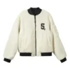 Logo-Print-Muster-Reißverschluss-Wendejacke „Weiß Schwarz“