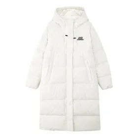 Lässige, gewebte Daunenjacke mit Kapuze „Weiß“