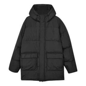 Lässige lange Daunenjacke „Black“