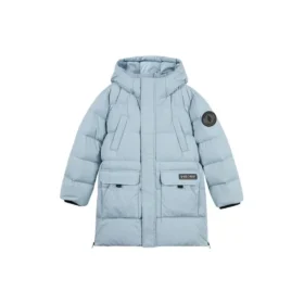 Lässige lange Daunenjacke „Black Teal“