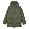 Lässige lange Daunenjacke „Olivgrün“