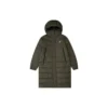 Mittellange gewebte Daunenjacke „Schwarz“
