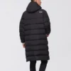 Mittellange gewebte Daunenjacke „Schwarz“