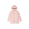 Mittellange warme Daunenjacke mit Kapuze „Black Pink“