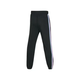 Seitlich gestreifte, elastische, taillierte Freizeithose „Schwarz“