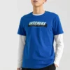 Skechers Herren-T-Shirt mit Aufdruck, kurzärmelig, blau